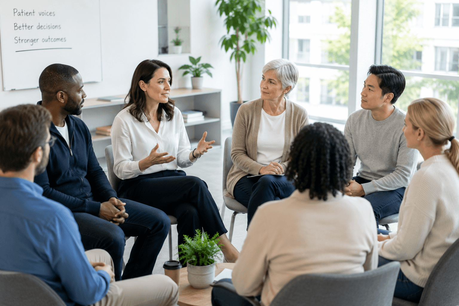 Healthcare professional discussing information with a patient