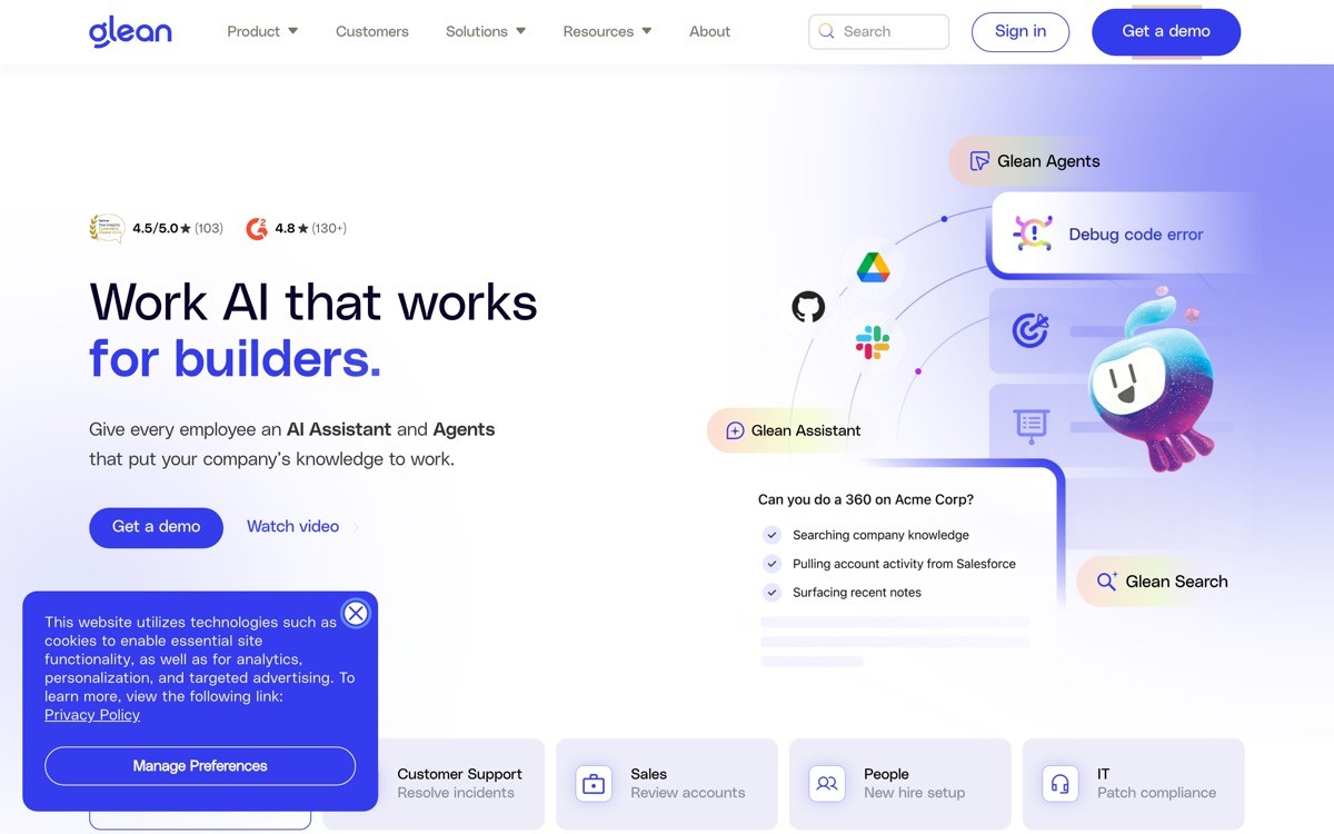 Best AI Research Agent UX with Glean