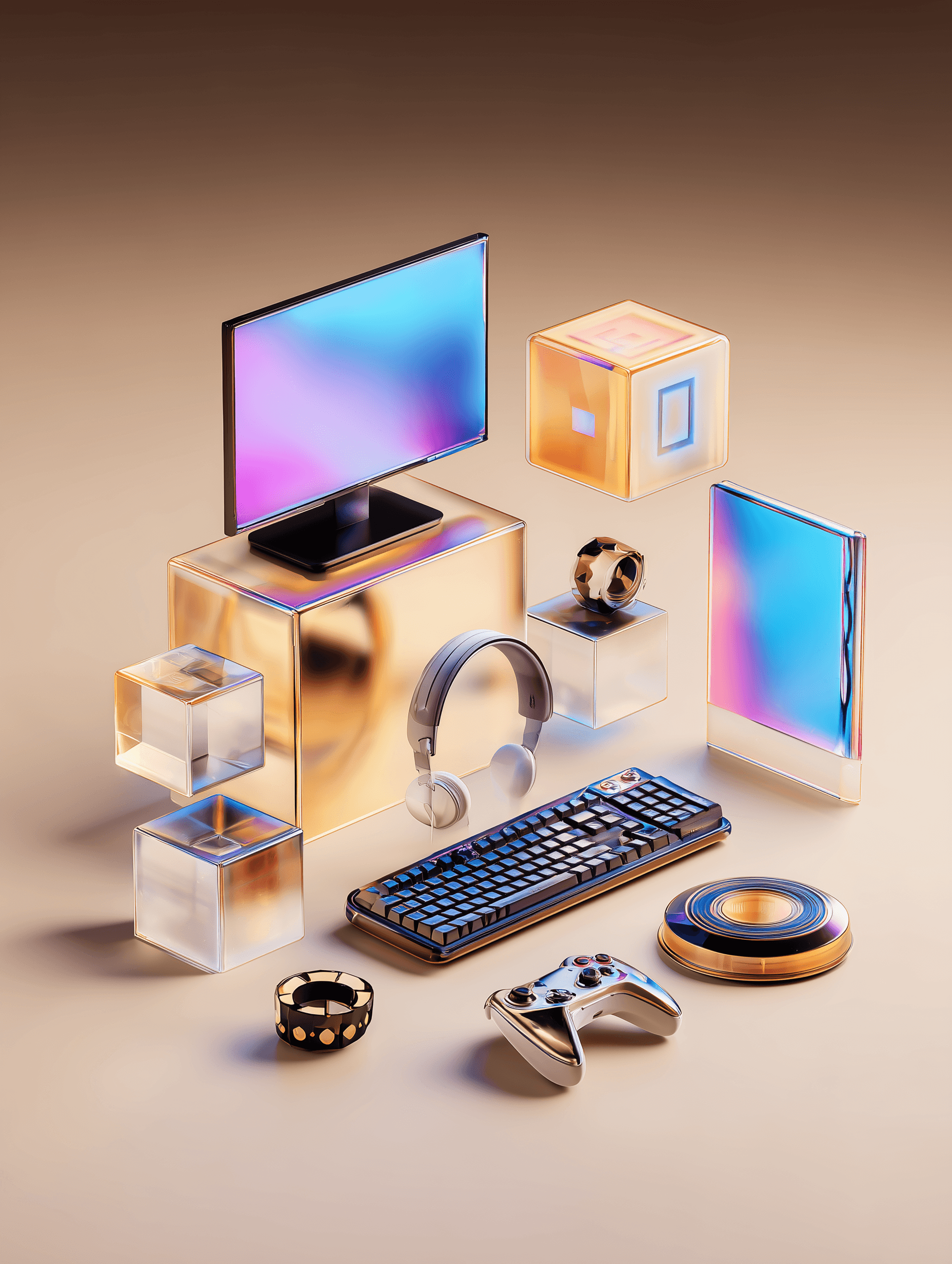 a 3D graphic representing Media & Entertainment (Streaming, Gaming)