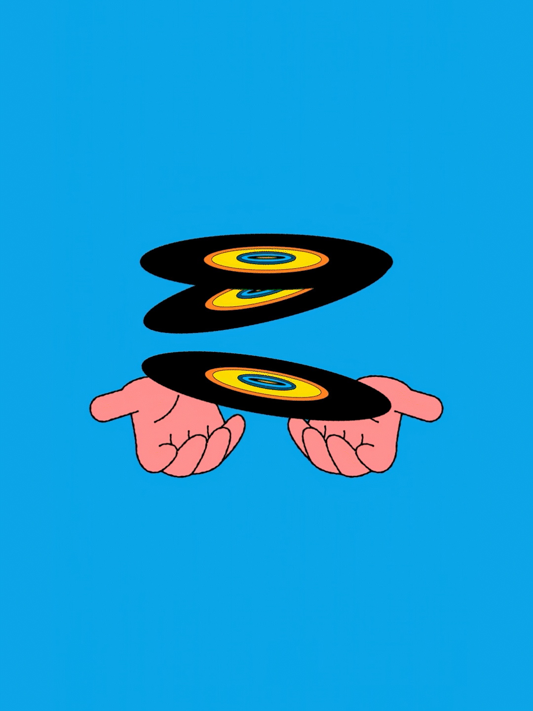 Animated turntable and brain illustration
