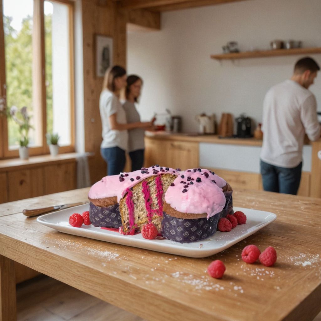 Raspberry cake on a table, made with Caspa AI