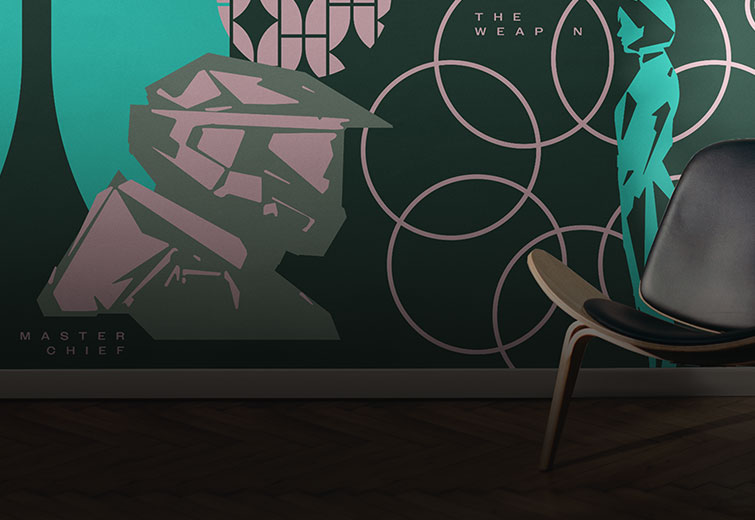 Full wall vinyl displayed in a modern office environment