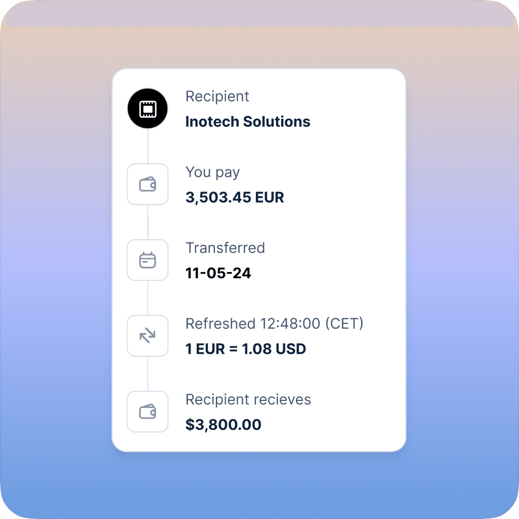 Payment transaction summary showing recipient Inotech Solutions.