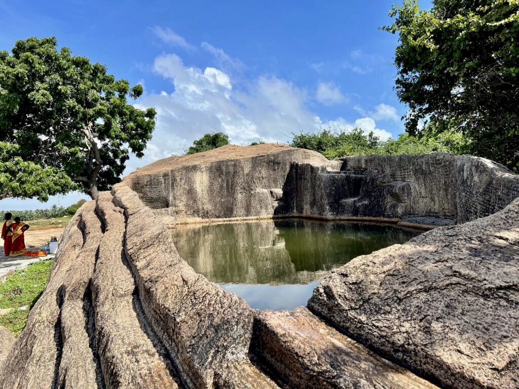 A water tank in Mahabalipuram said to be Draupadi's bath.