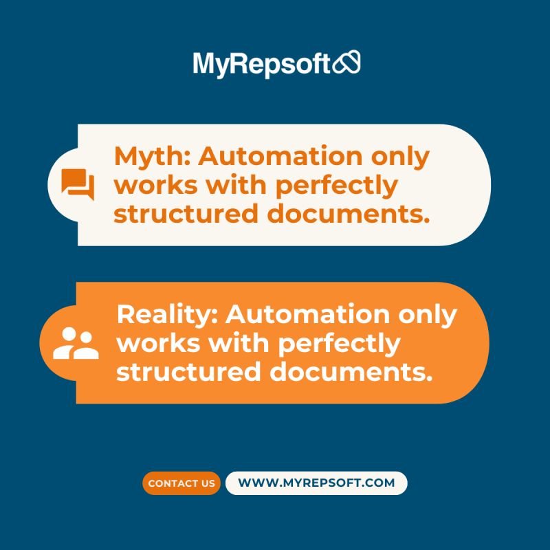 MyRepsoft post about finance automation needing to handle real-world documents such as PDFs, scans, screenshots, and inconsistent invoice formats