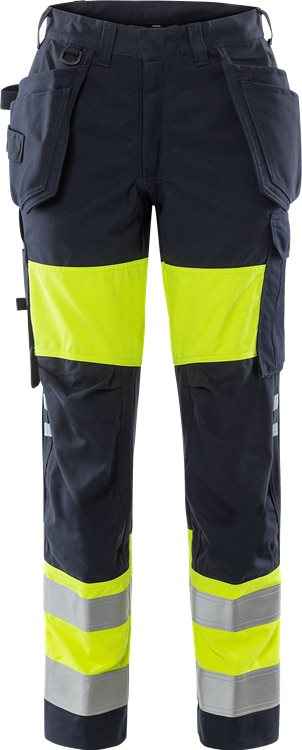 Veiligheidslaars dames voor de bouw — FRISTADS Flamestat high vis werkbroek dames klasse 1 2777 ATHS