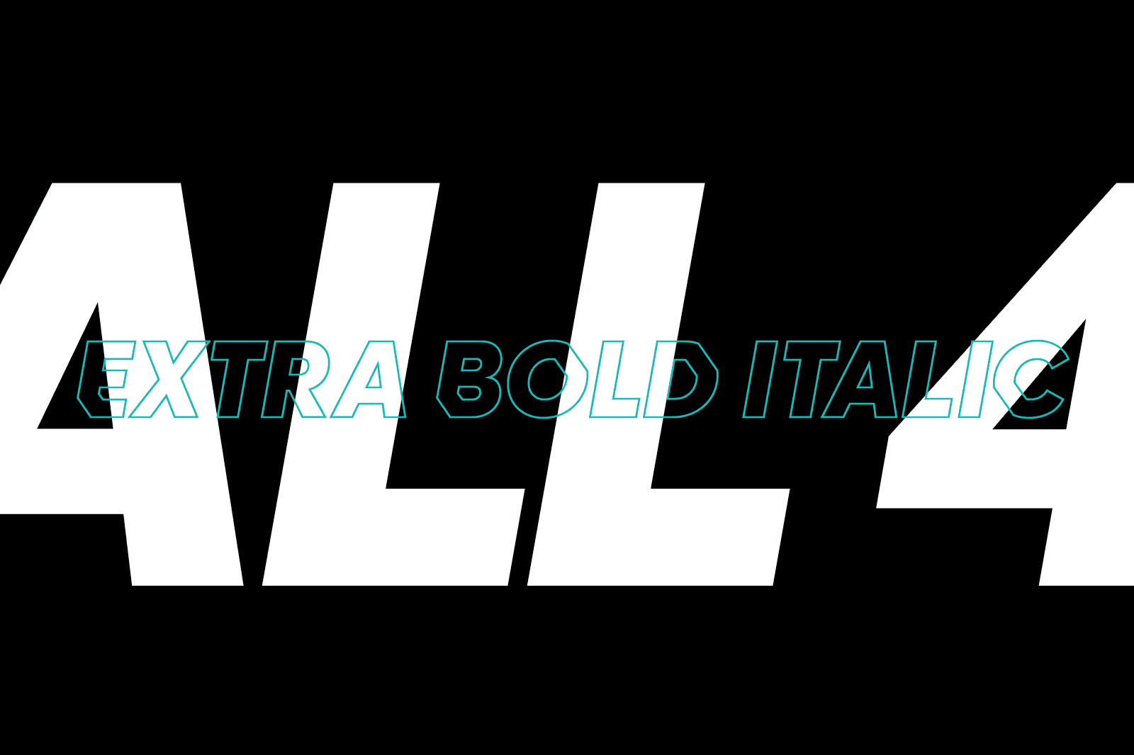 The image features the phrase "EXTRA BOLD ITALIC" displayed in a large, white italicized font against a black background, with an emphasis on bold typography.
