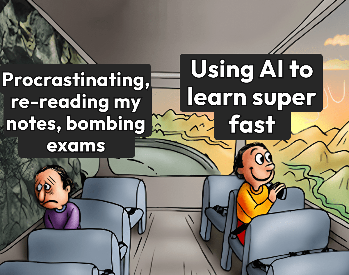 happy and sad bus meme to learn super fast with AI