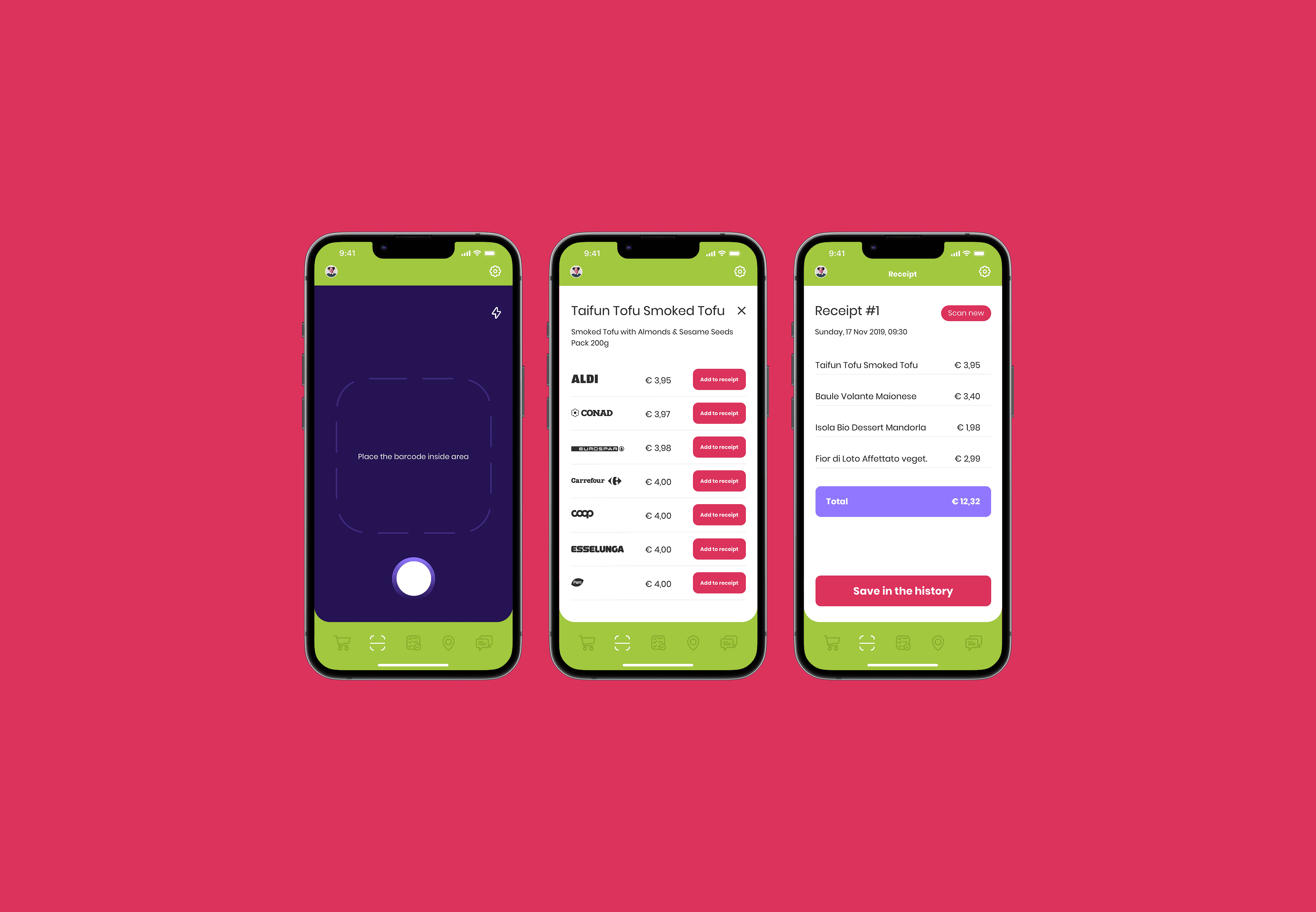 Mockups of a Vegeat's Scan functionality