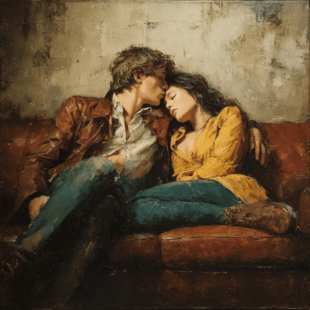 A person with curly hair sits at a desk, working on a laptop in a cozy, well-lit environment.