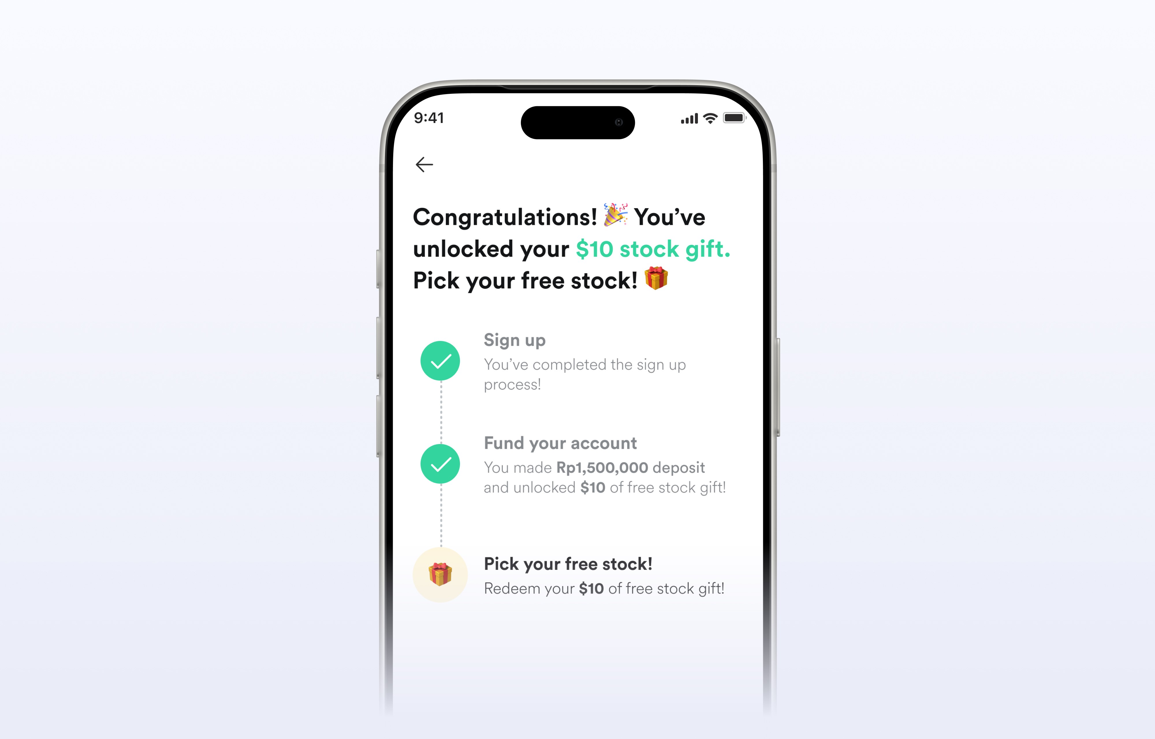 Gotrade Incentivized Referral Steppers