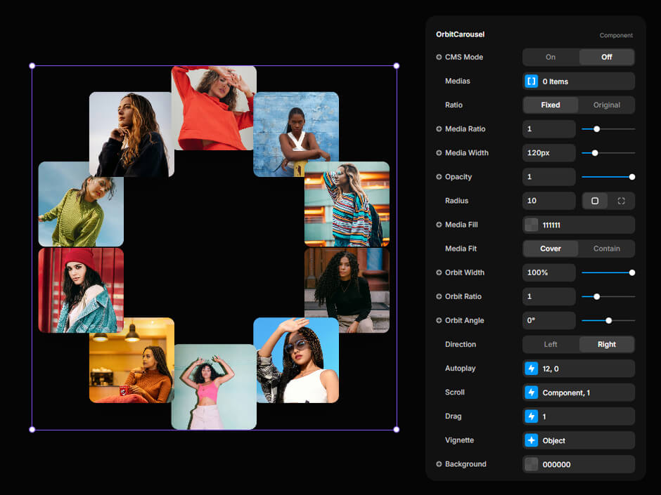 Capture d'écran du component Framer Orbit Carousel