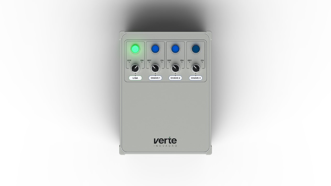 Smiling young woman with long hair standing against a dark green background, holding a finger to her chin.