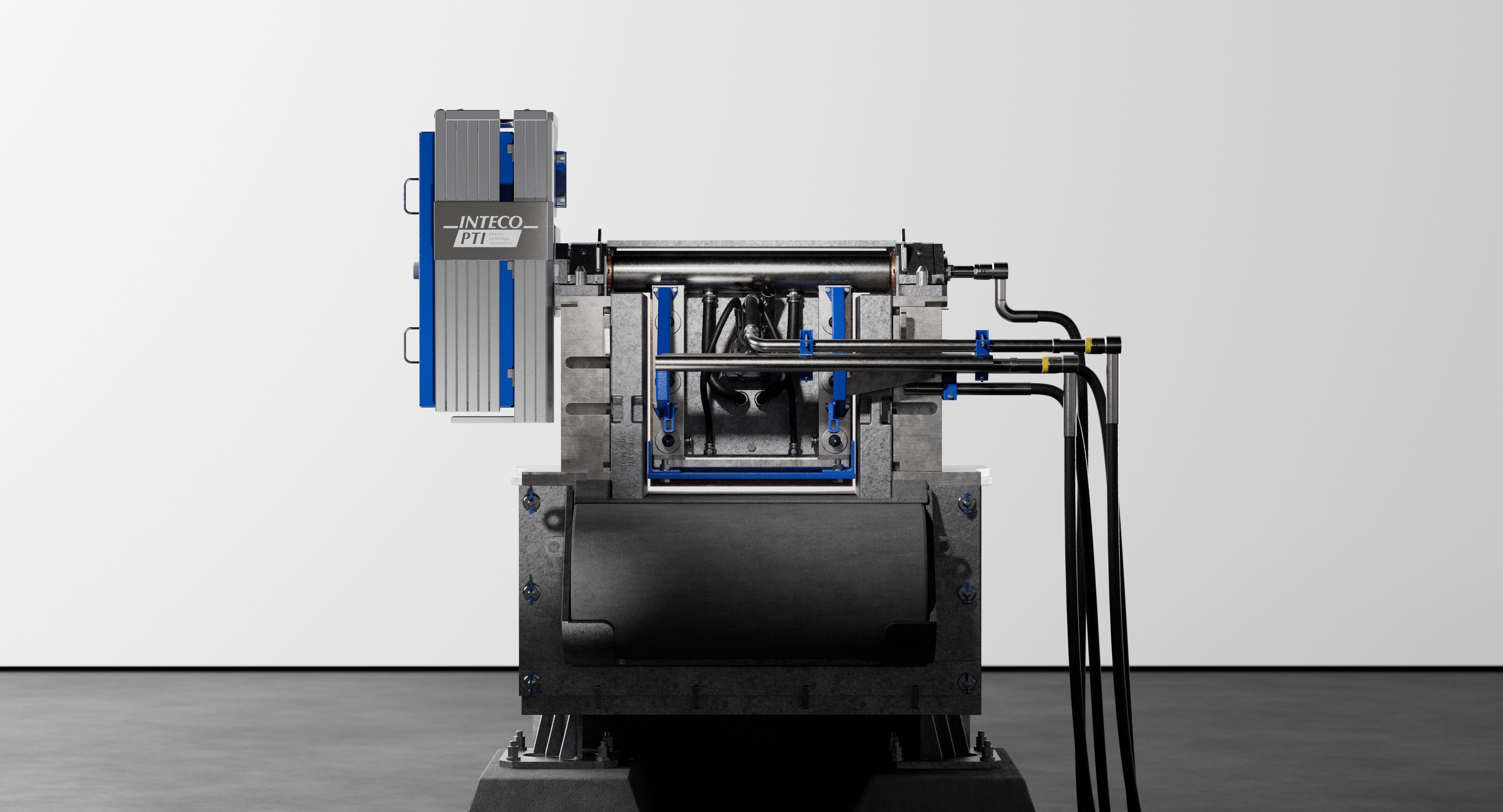 Side view product visualization of Inteco swing door furnace assembly