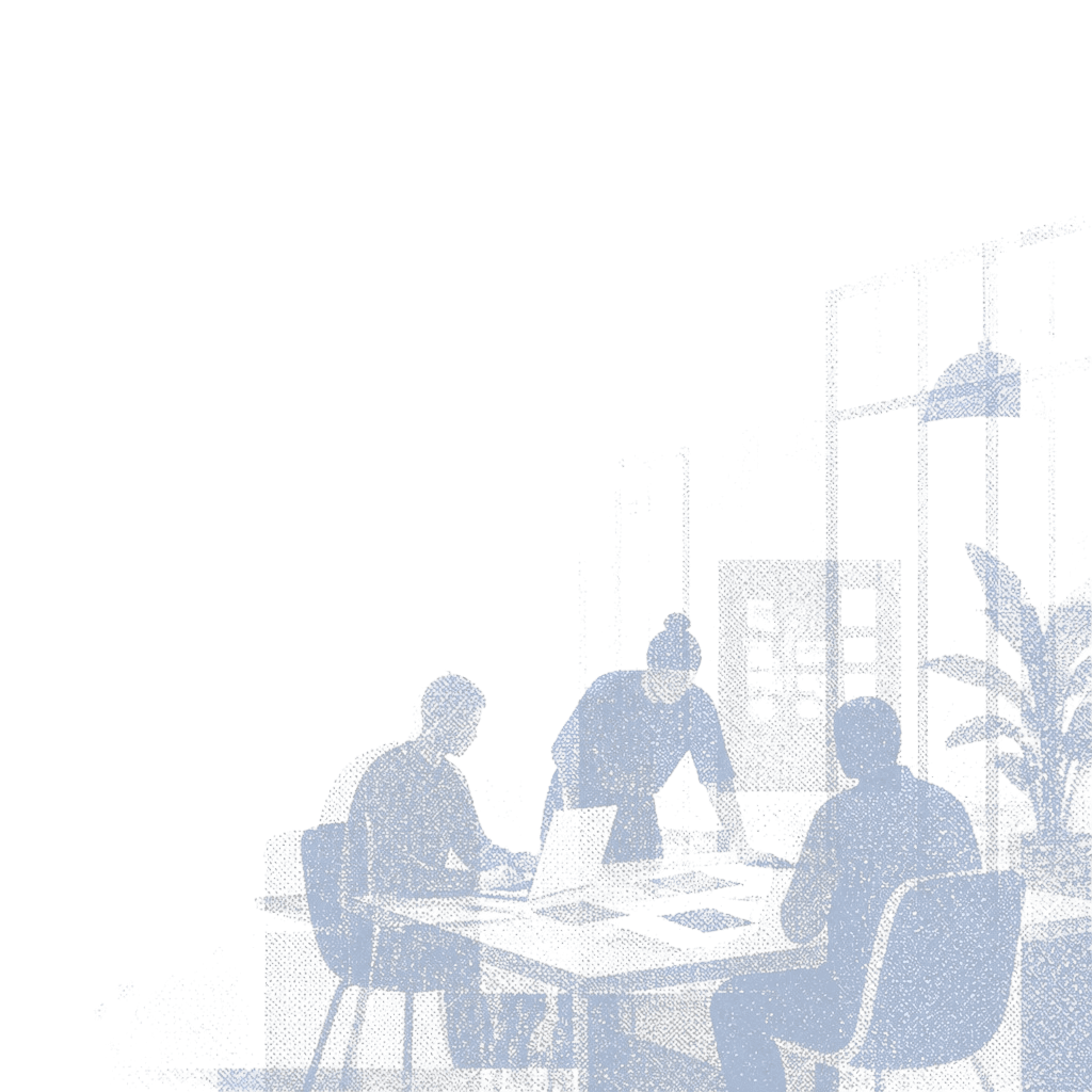 Team collaborating around a table