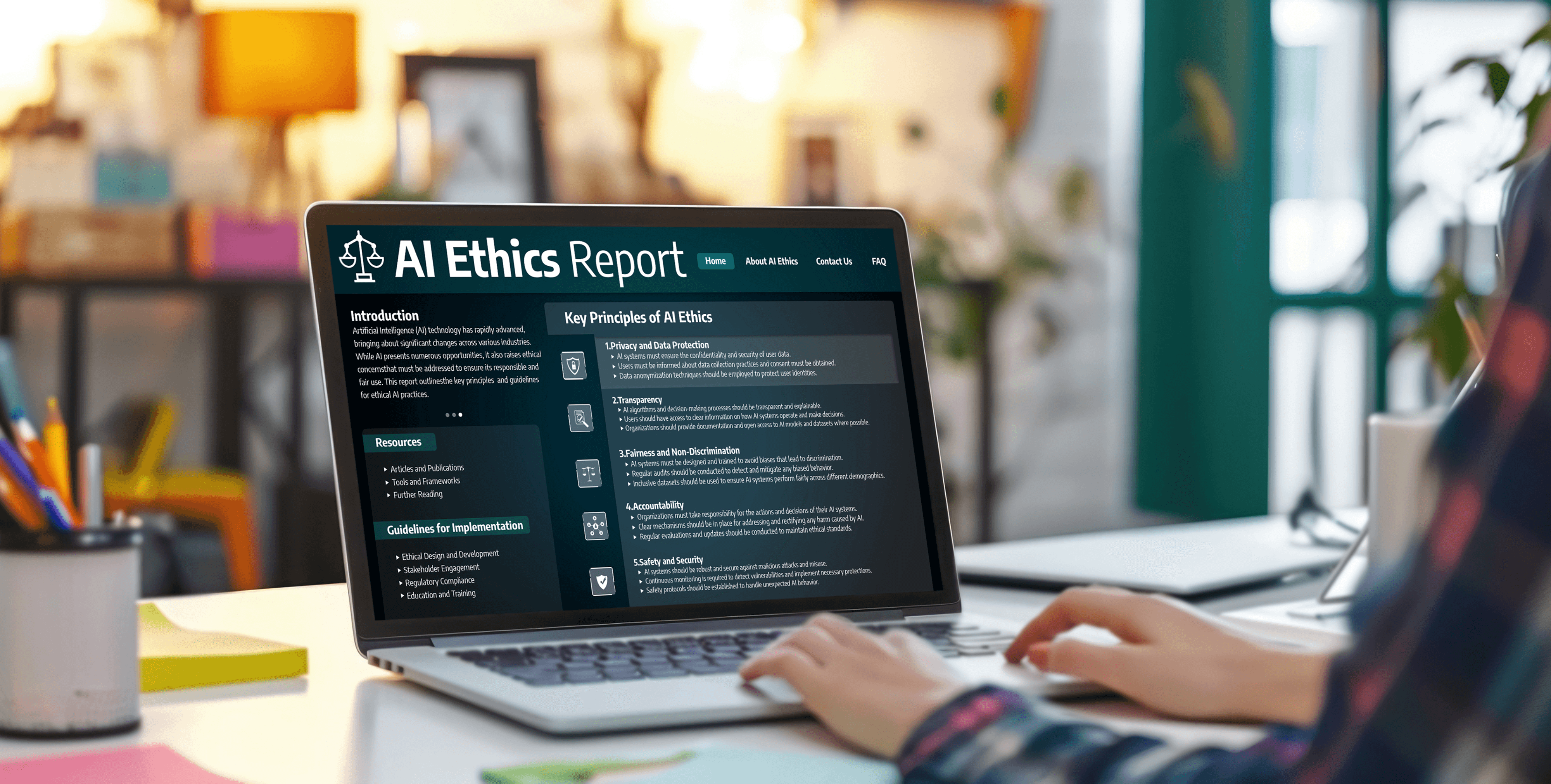 AI Ethics Report on laptop