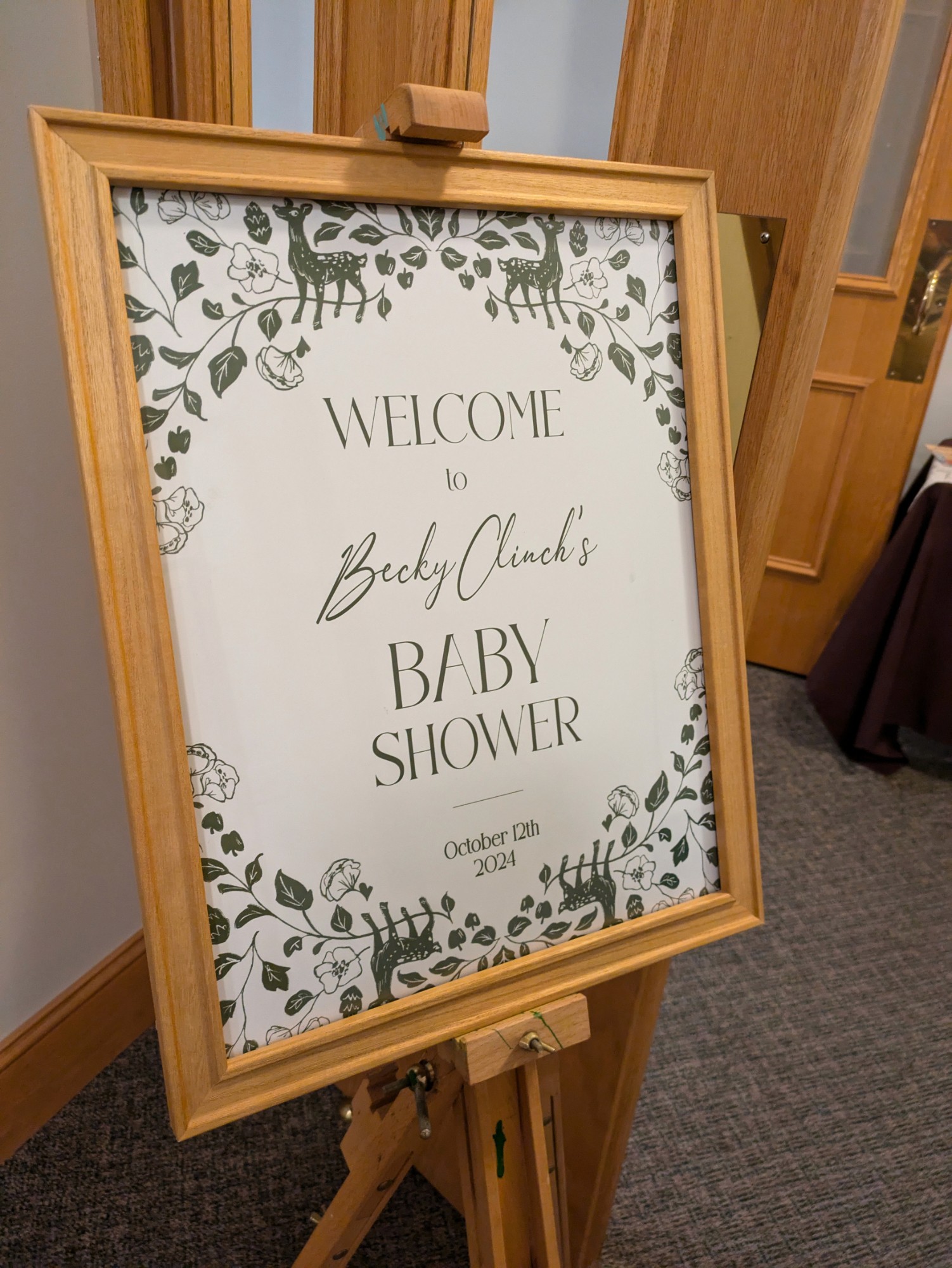 Closeup of framed welcome sign