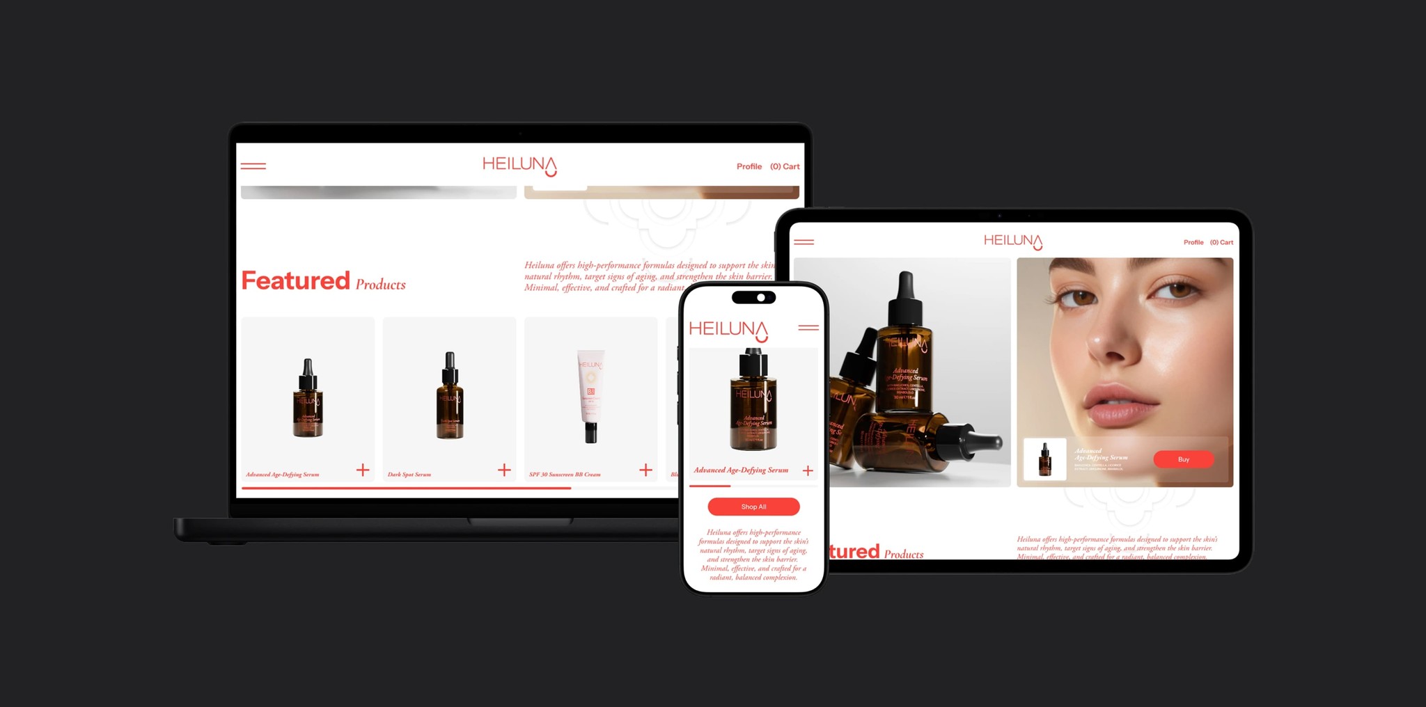 Heiluna Skincare Website User Interface & User Experience Design by The Ocean Design