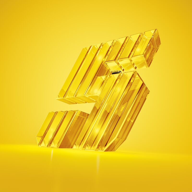 Renault 5 glass sculpture, yellow