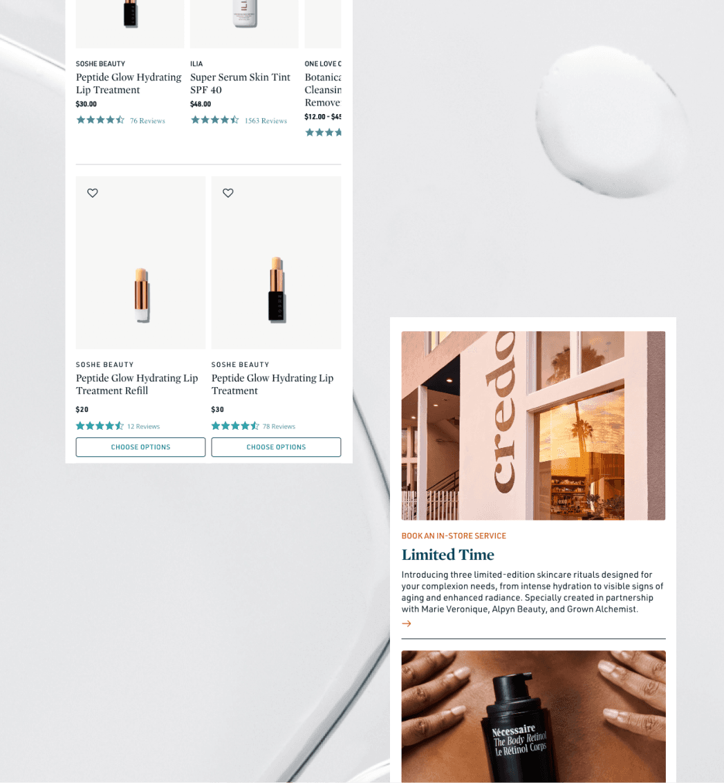 Credo Beauty product detail layout highlighting ingredient education