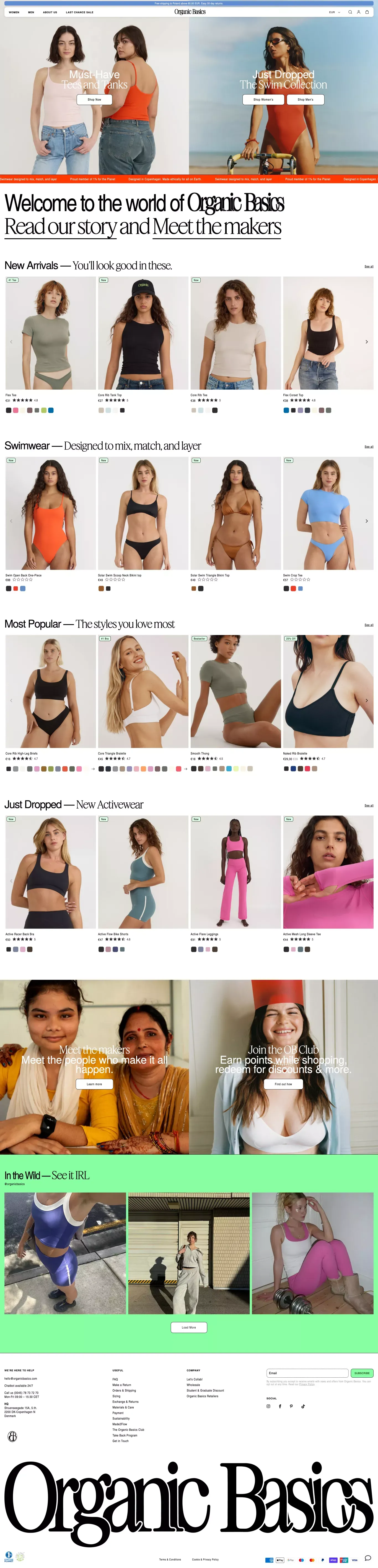 Shop Organic & Sustainable Clothes Onlin ecommerce page screenshot showcasing Ecommerce and Fashion design