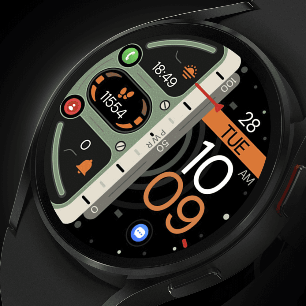 Galaxy watch displaying a digital watch face