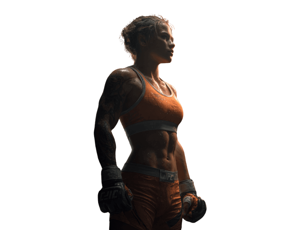 female MMA fighter in standing pose