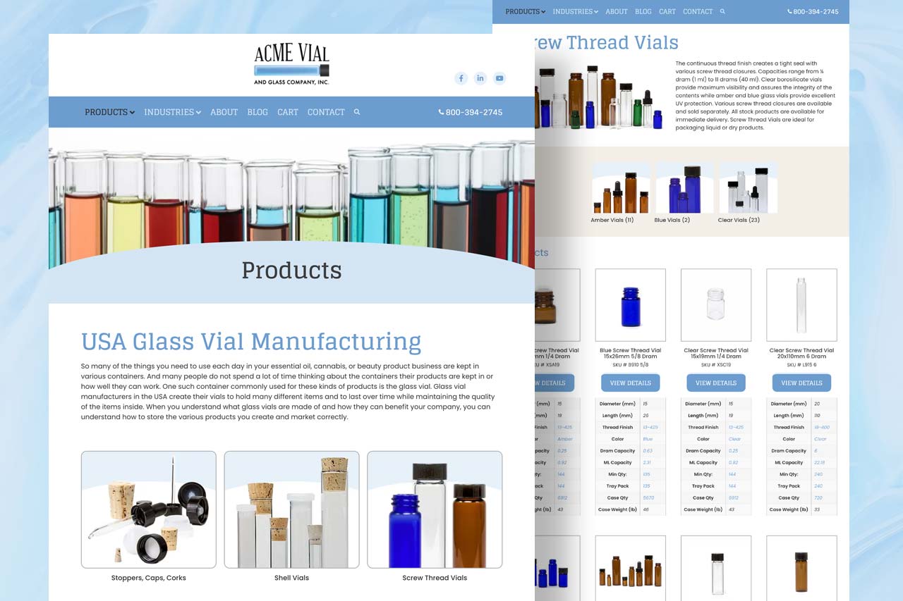 Acme Vial Website Design