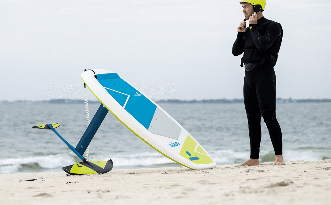 A kid practicing surfing