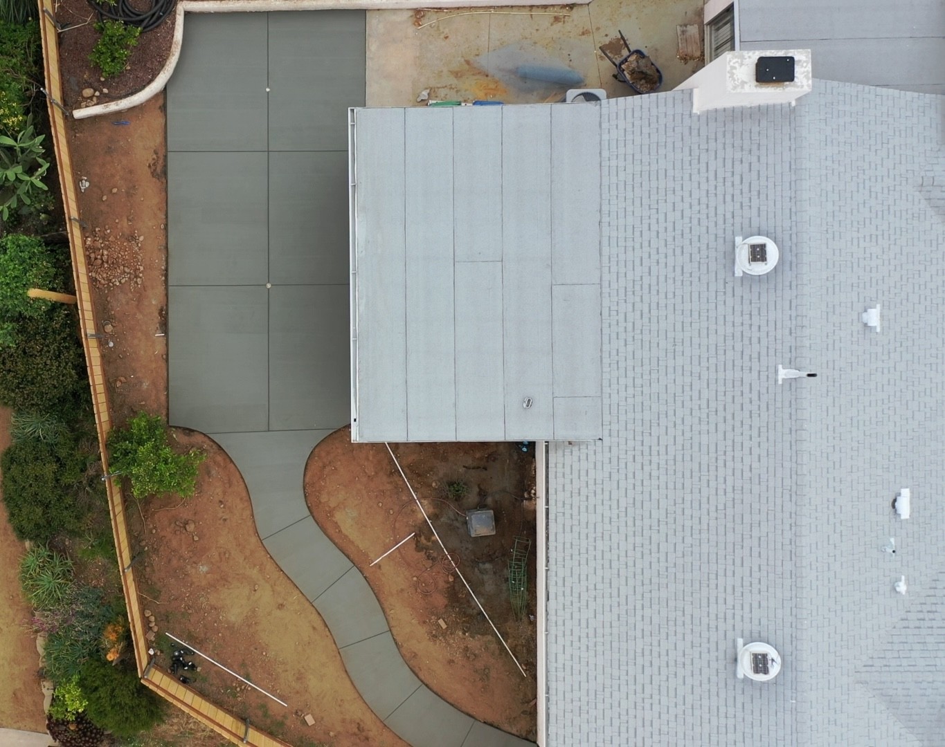Foto aérea del patio de concreto