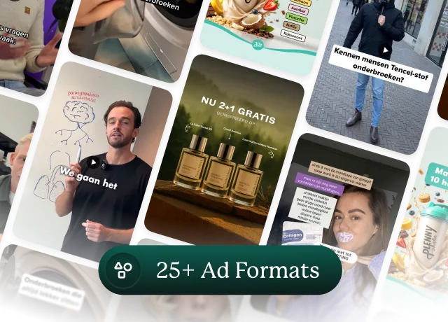 Verzameling van 25+ advertentiseformaten met product- en lifestyle-afbeeldingen