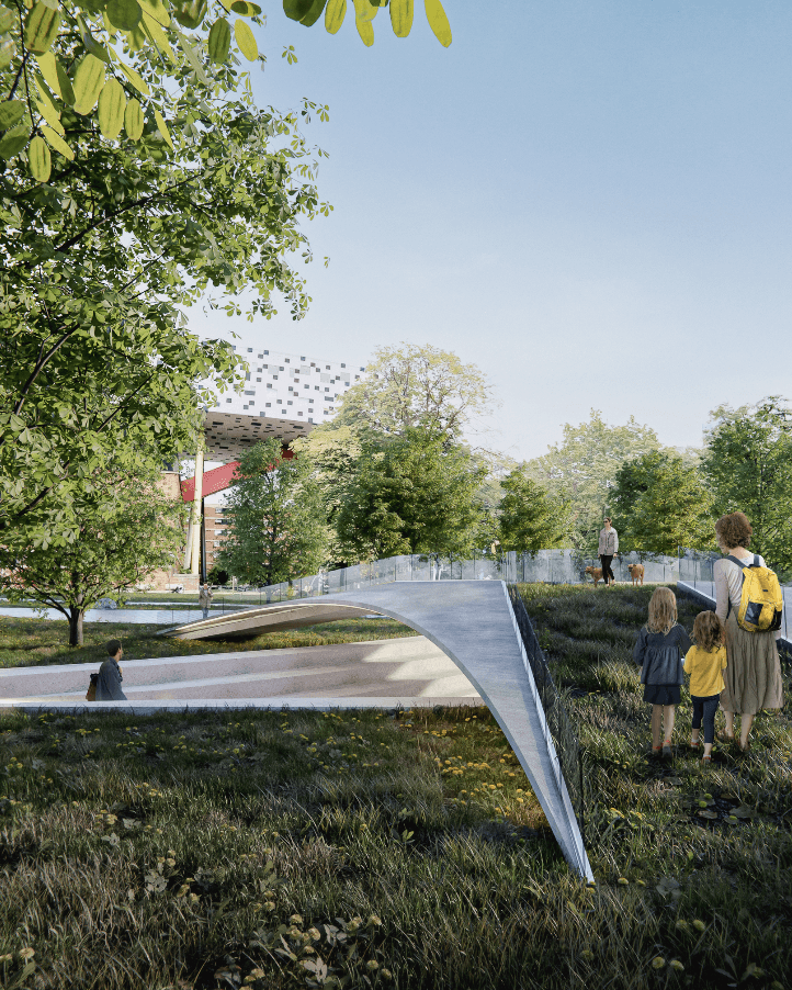Close up render of "superimposition" in Grange Park, Toronto.