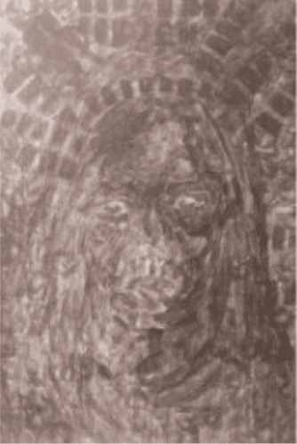 herd of sheep on road painting