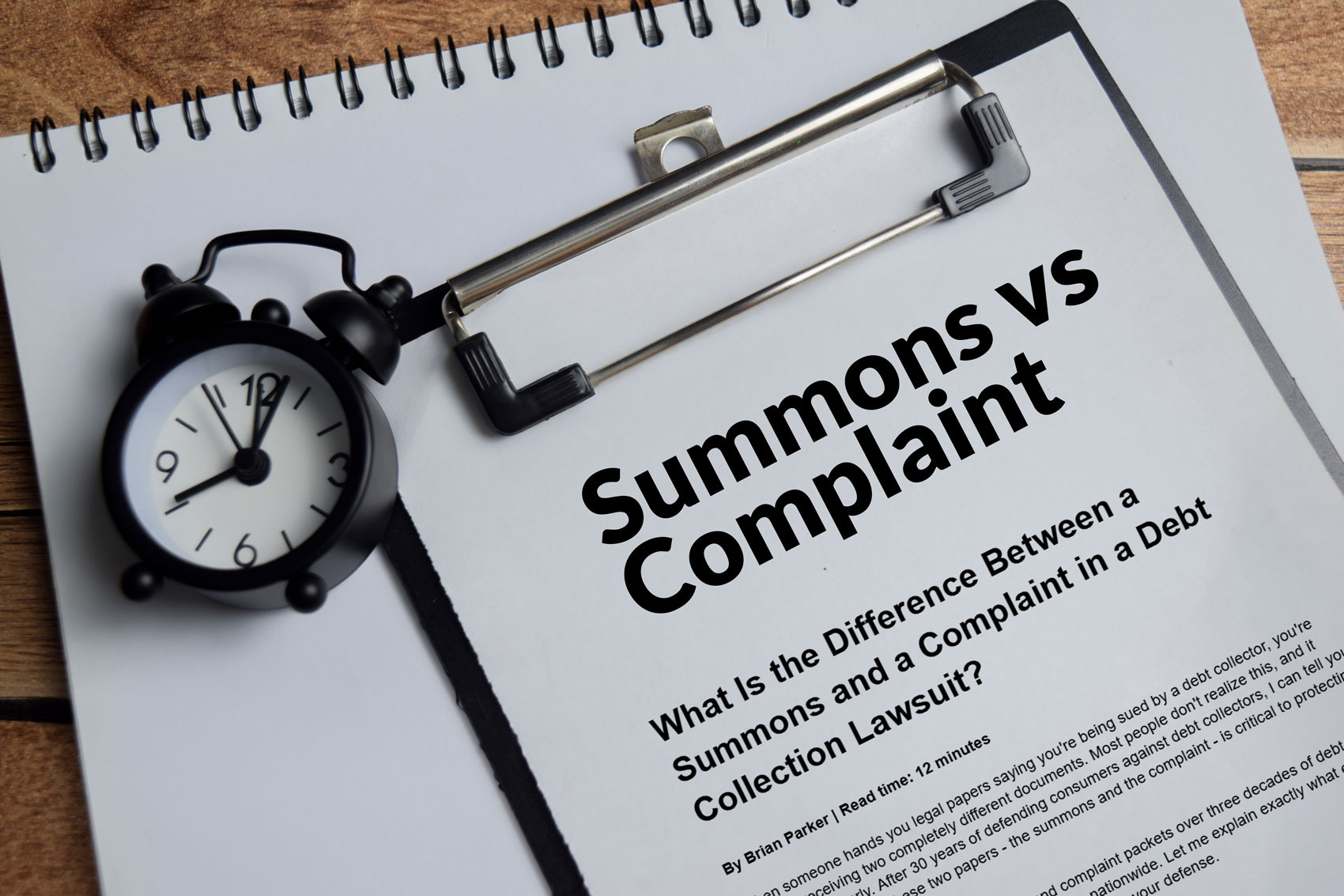Summons vs Complaint in Debt Collection Lawsuit