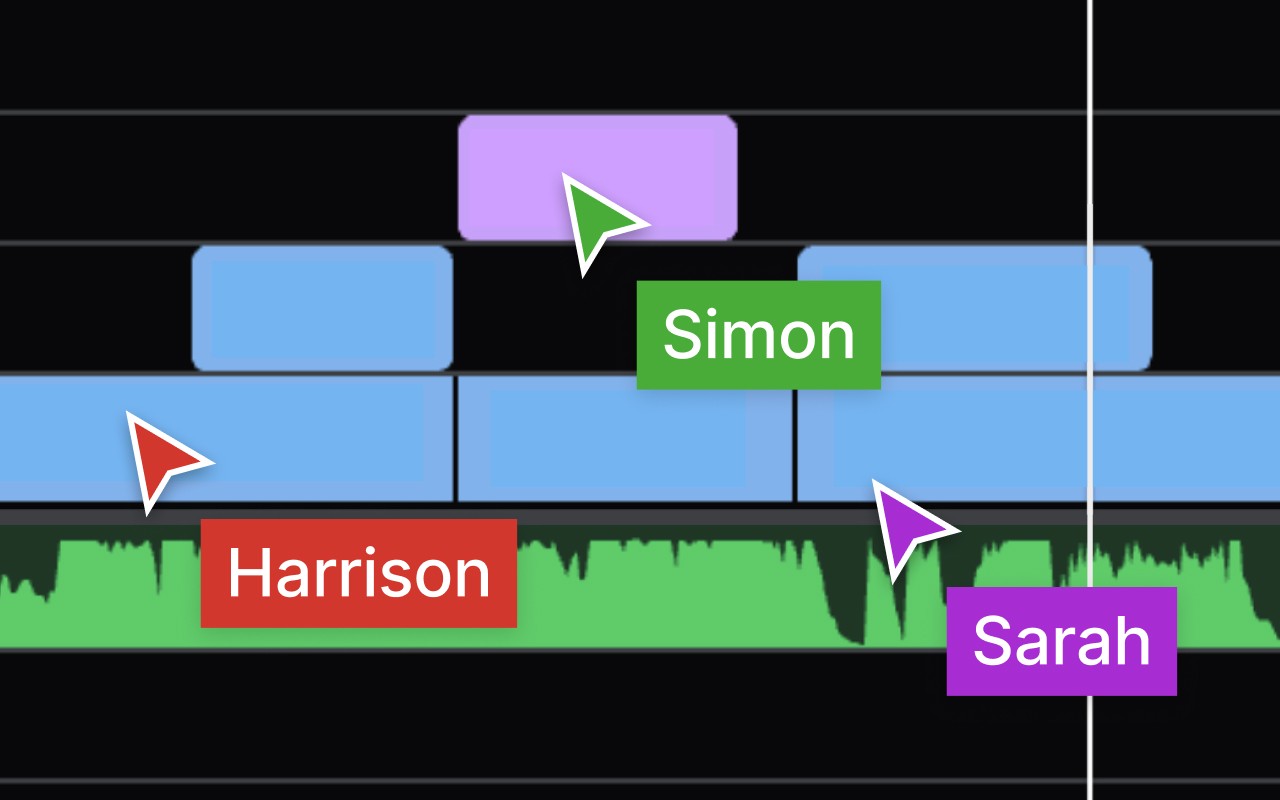 Three users editing collaboratively in elevate.io