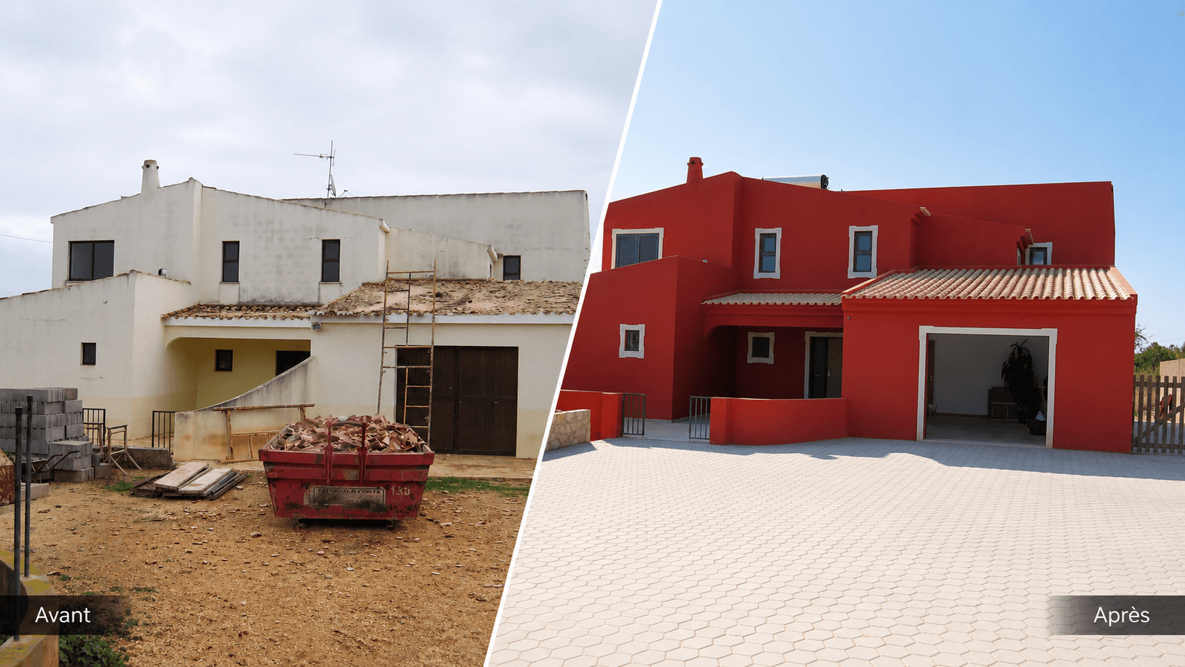 Comparaison avant/après d'une maison