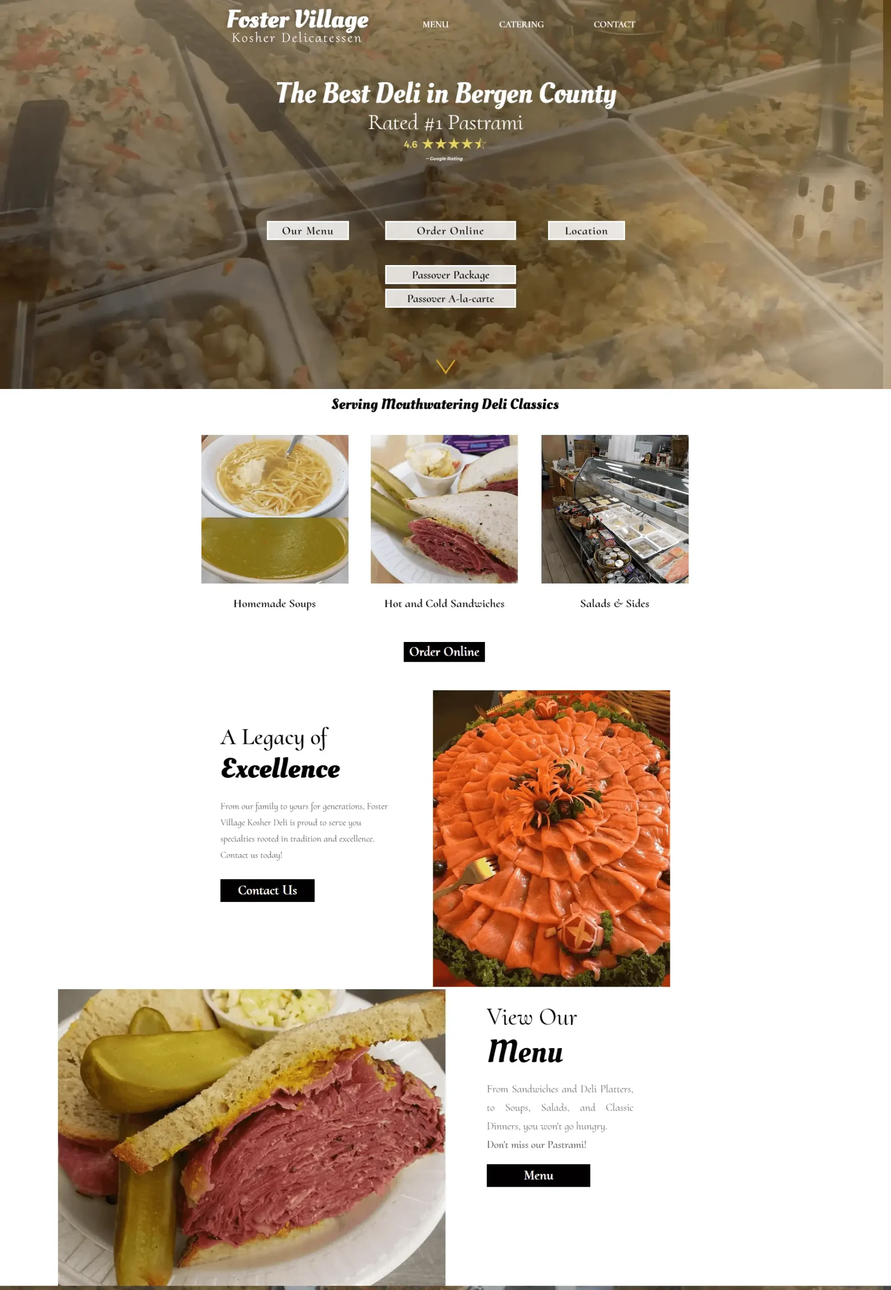 Foster Village Kosher Deli website design preview – modern restaurant web design by RJP.design Web Design Agency NYC, featuring authentic deli branding and online ordering experience.