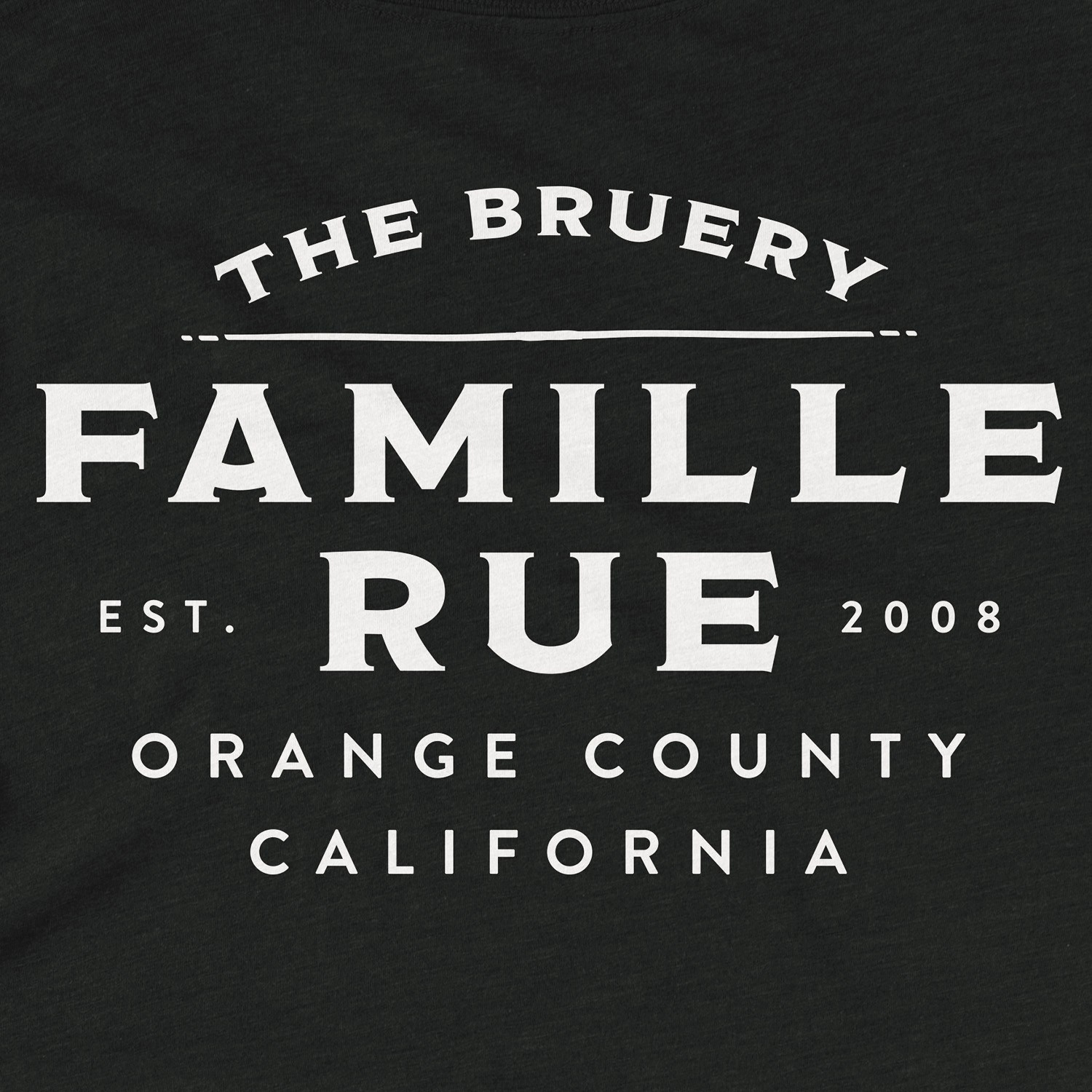 The Bruery Famille Rue logo on black textured background