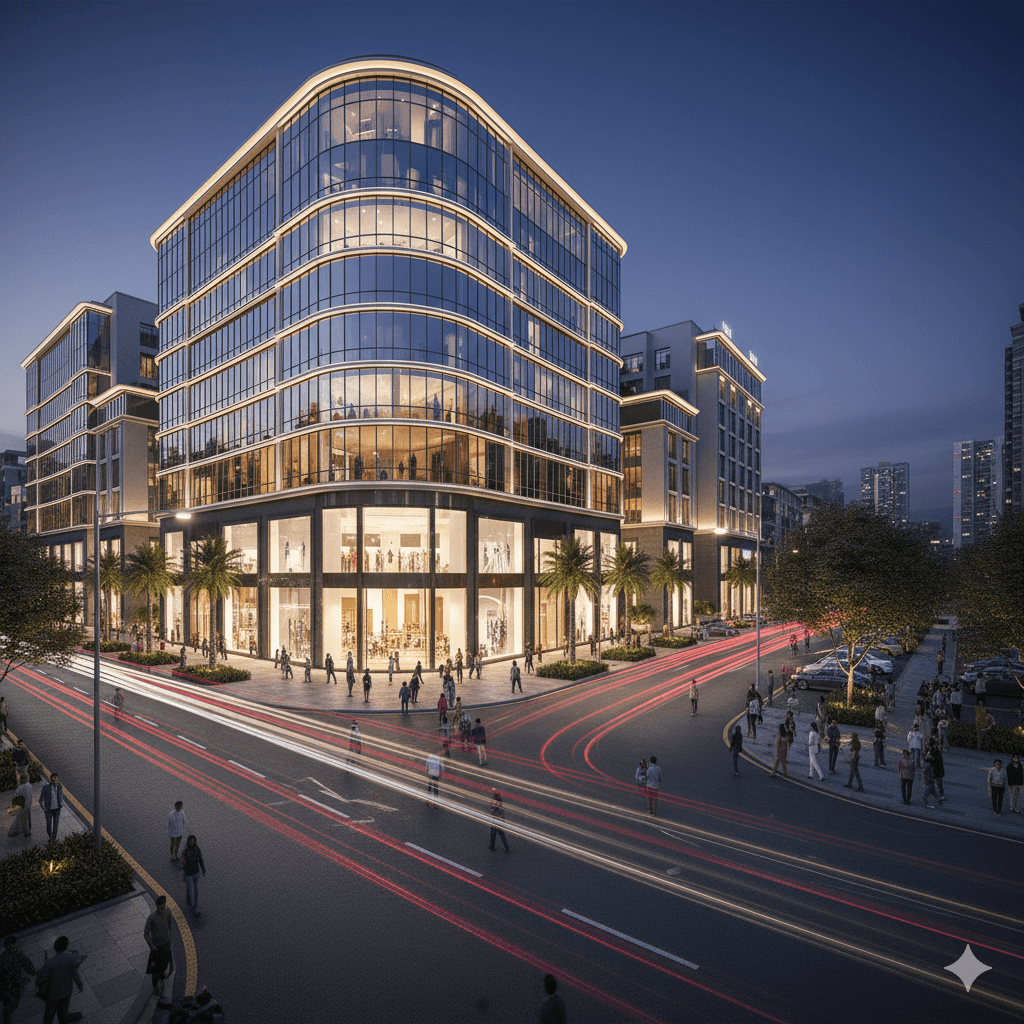 M3M MG Road frontage on MG Road Gurugram traffic view