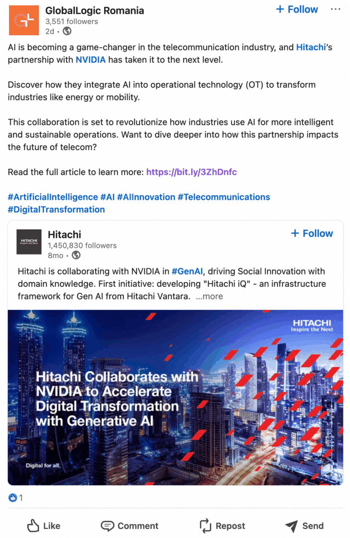 Marketing Spotlight: GlobalLogic Romania social media content