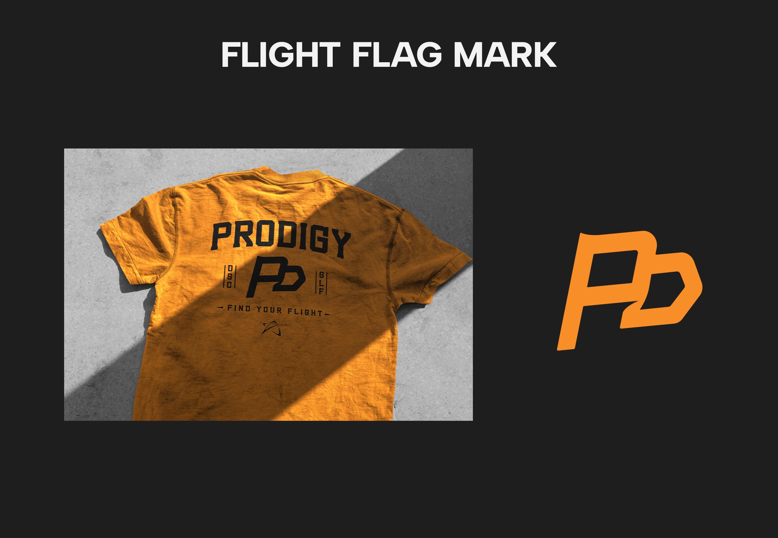 A new secondary mark forProdigy Disc designed tobring a visual representationto the motto, Find Your Flight. The icon uses the Prodigystar’s sloping lines to shapethe subtle details of motion within a flying flag.