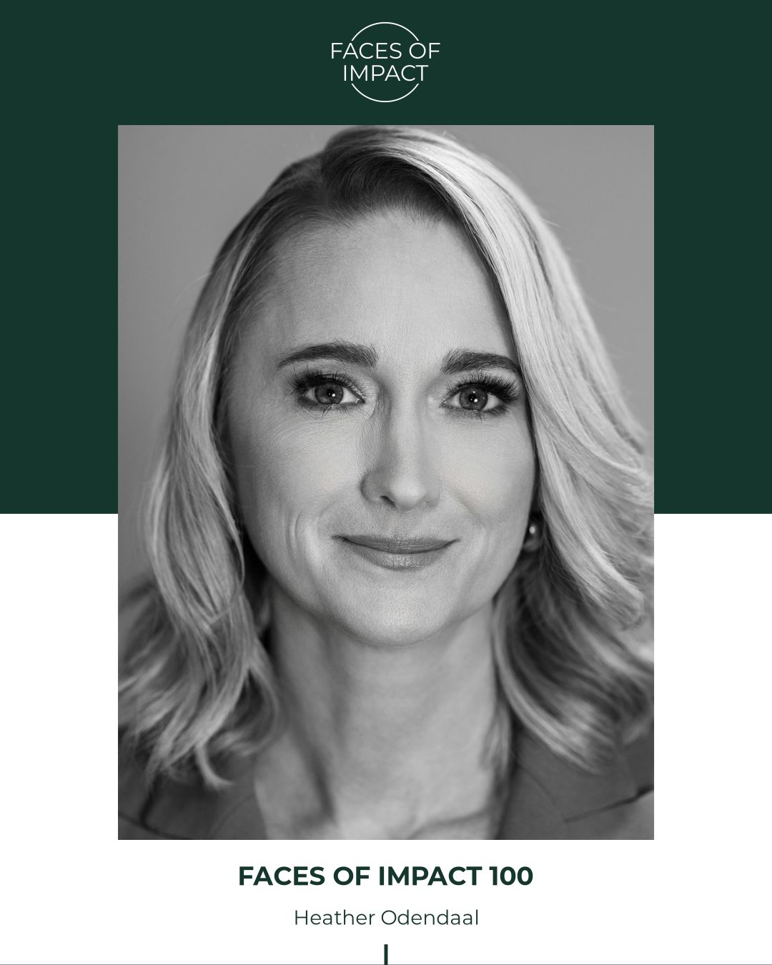 Faces of Impact 100 Honoree - Heather Odendaal - Black and White Portrait by Artem Shestakov
