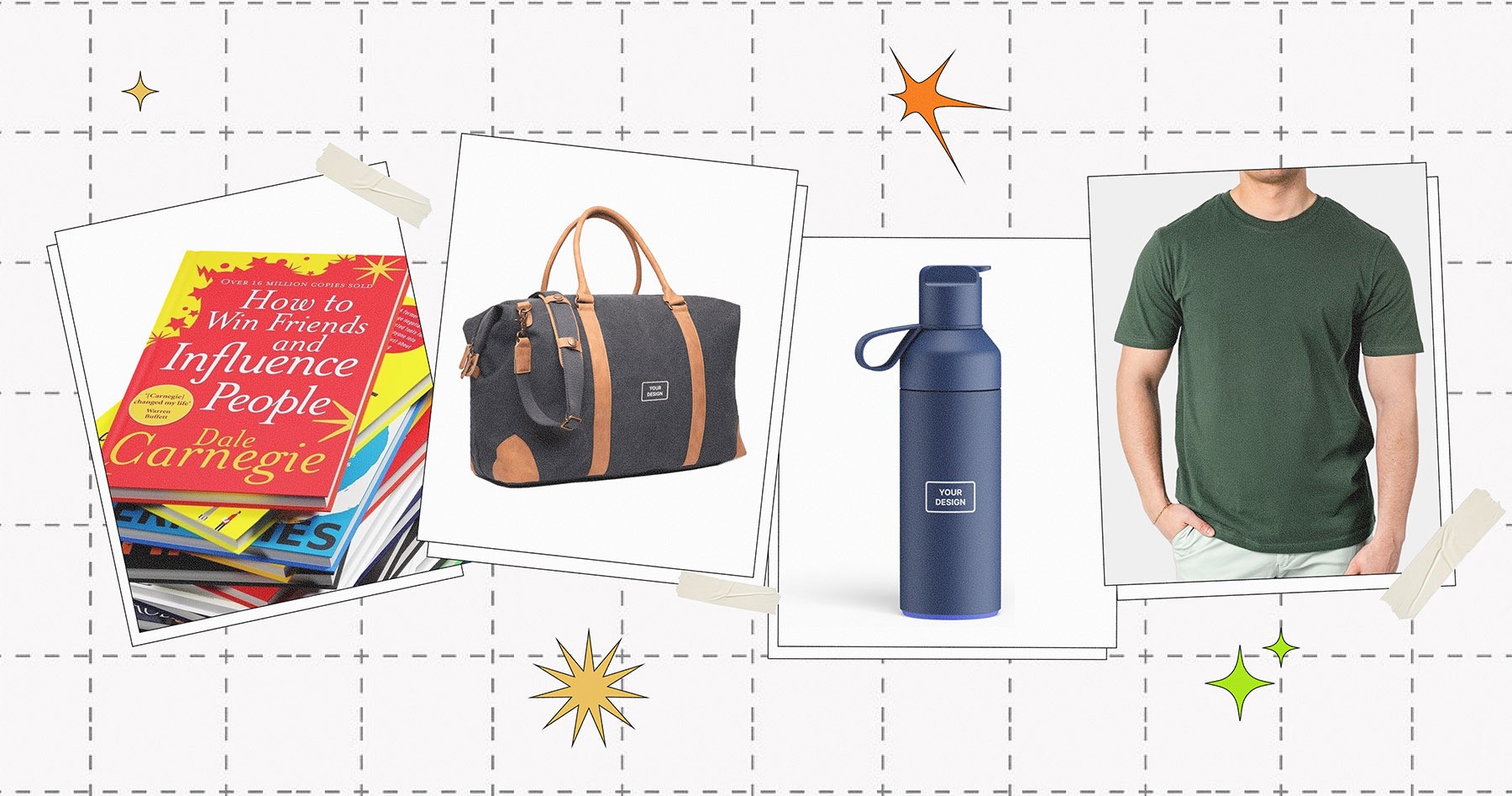 Merchandising benessere di bottiglia d'acqua, magliette e borsa