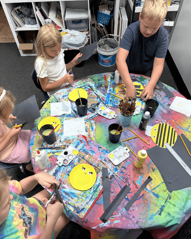 Children painting at SportPlus art studio Indian Trail NC