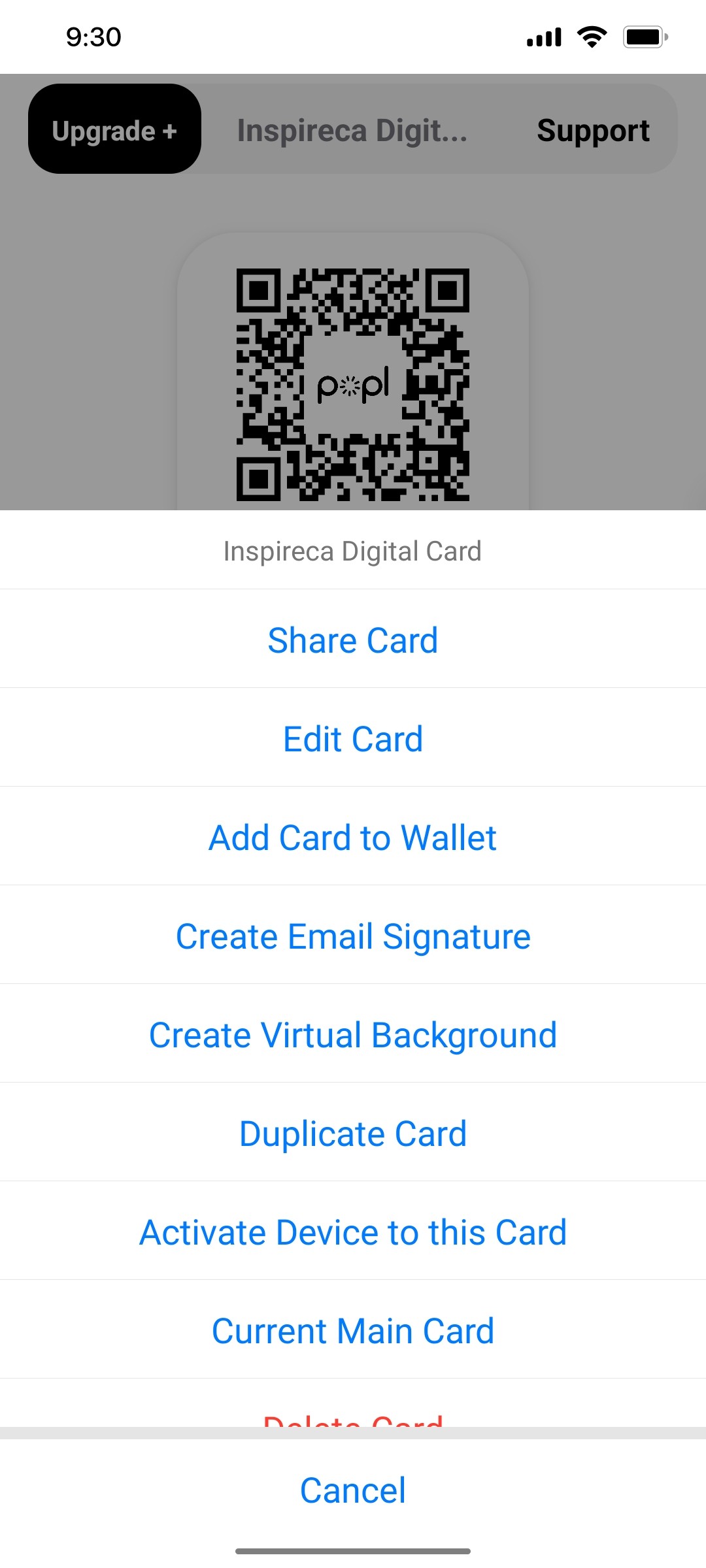 Popl Delete Card Screen