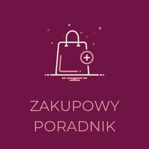 Grafika przedstawiająca torbę na zakupy i znak plusa, symbolizująca zakupowy poradnik.