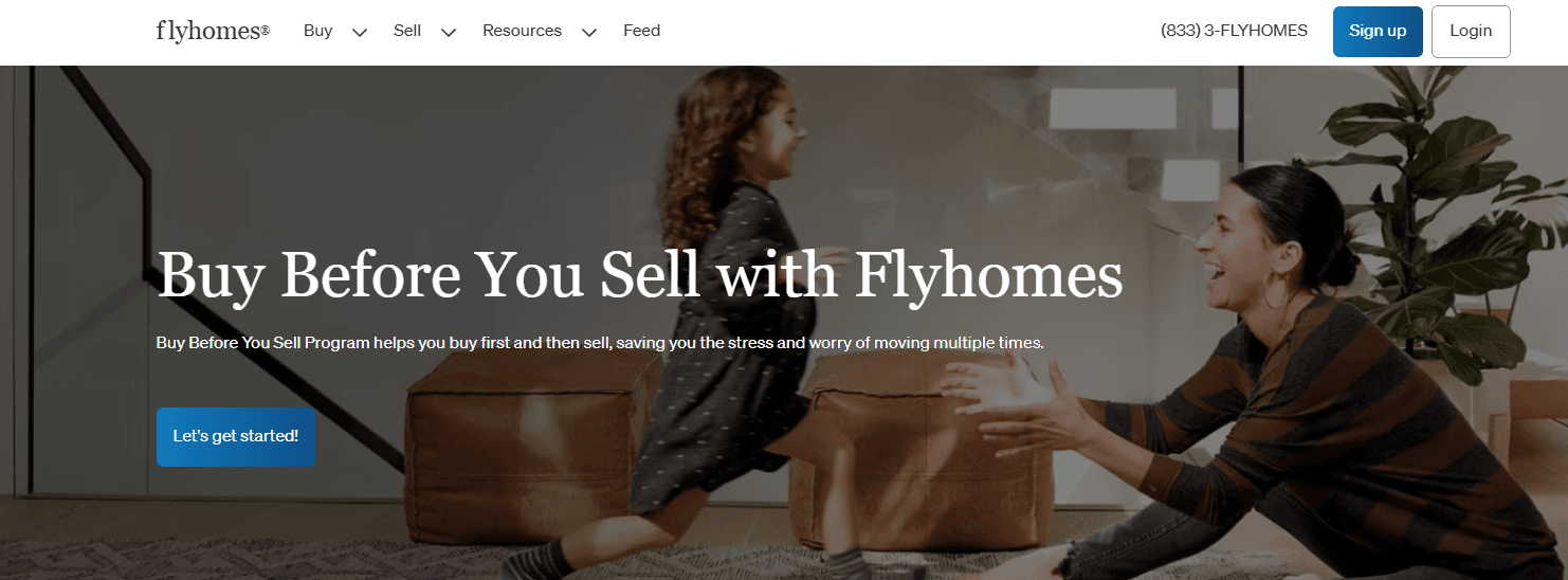 real estate landing page example from Flyhomes focusing on buying before selling.