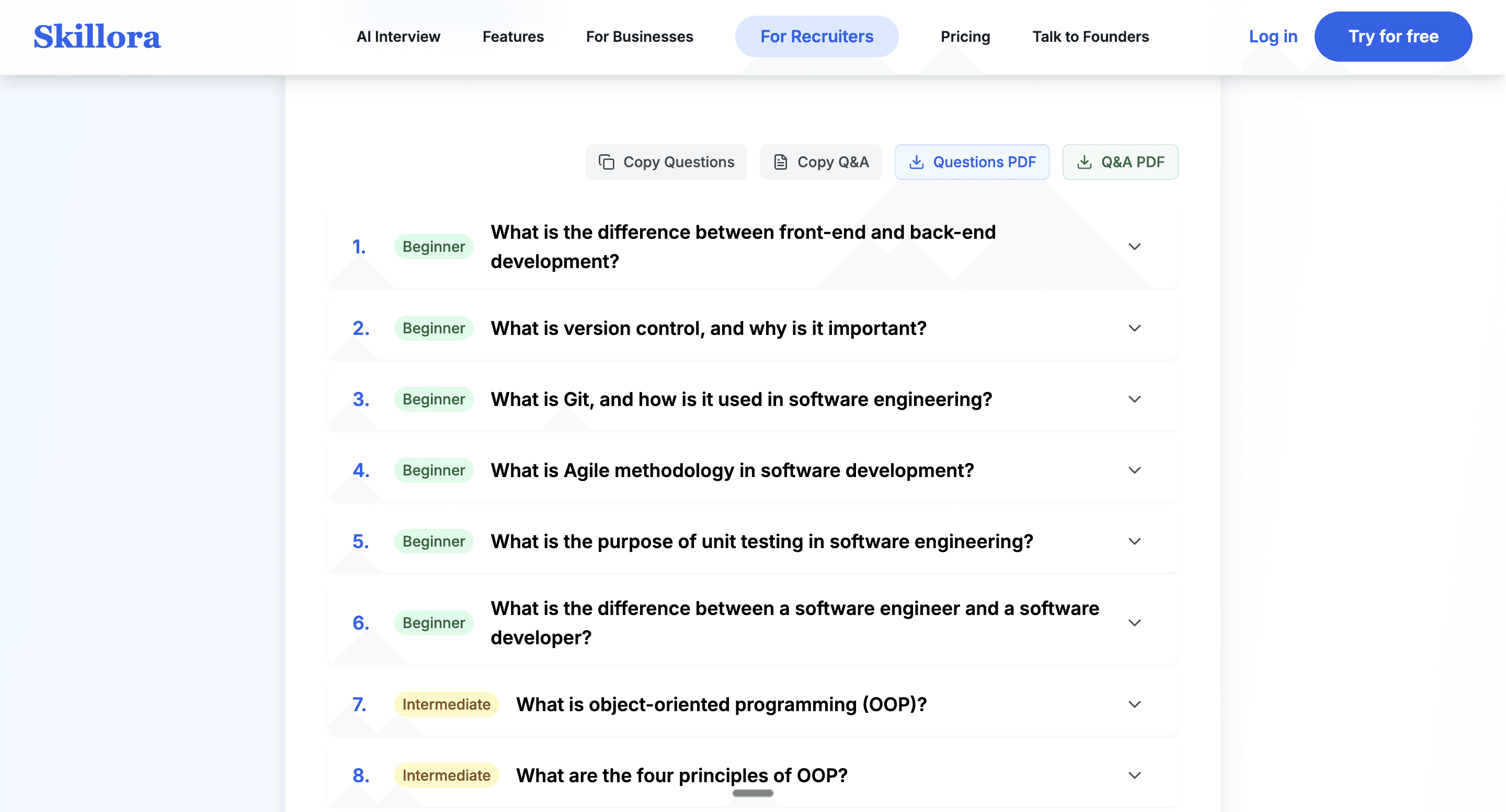 Skillora Generated Questions