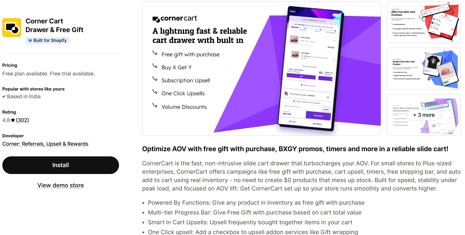 Corner Cart Drawer & Free Gift on the Shopify App Store