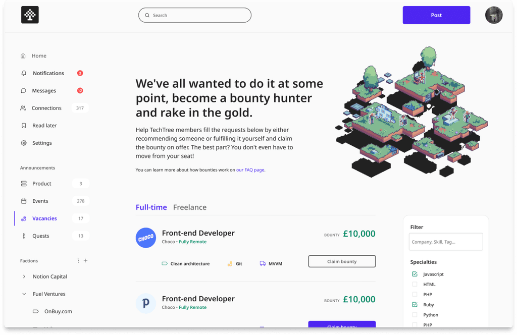 TechTree bounty board